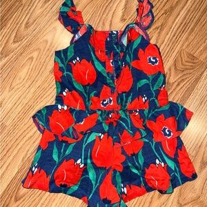 Next Kids Floral Romper - Red and Navy